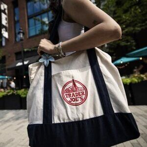 NWT Trader Joe’s Canvas Tote Bag in Blue